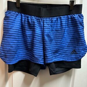 Adidas Women's  Blue Striped Running Shorts size L/ NWOT B17